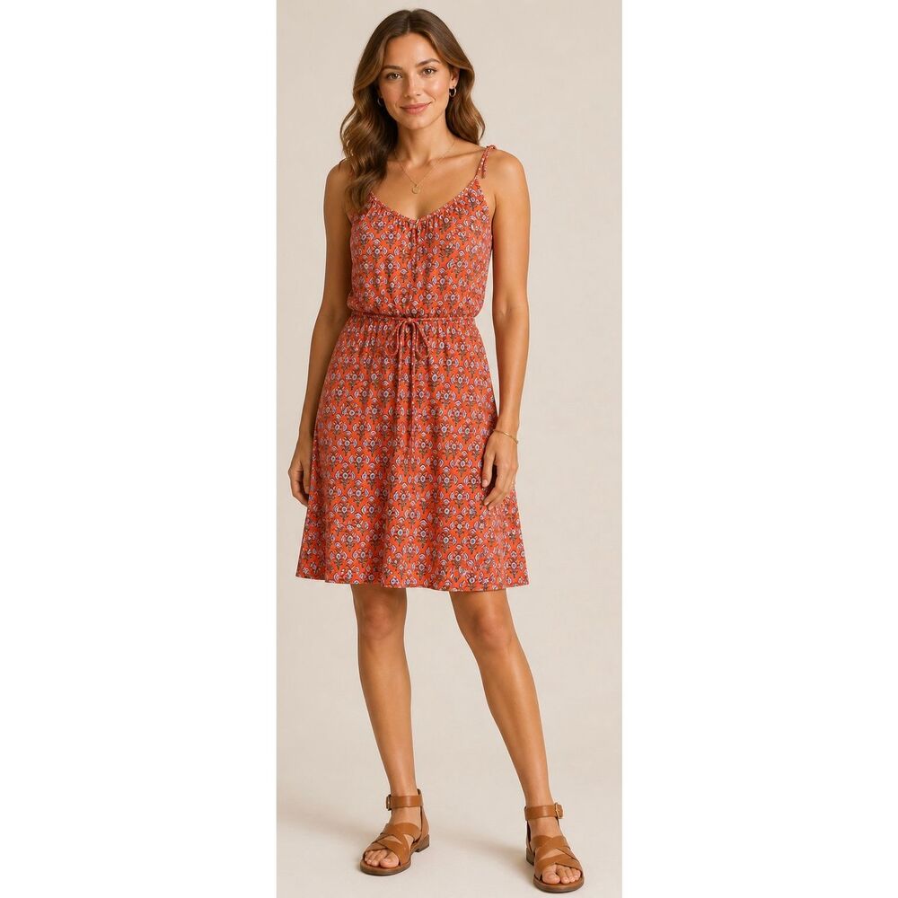 Boden Printed Jersey Sundress | Effortless Coastal Chic Tie Waist Dress Geo in o